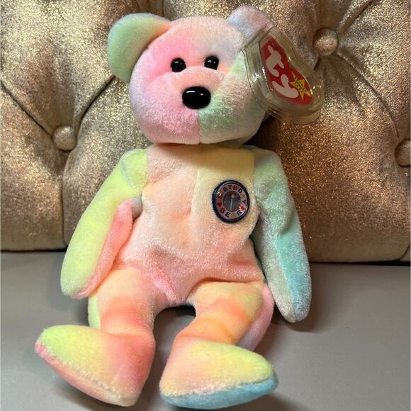 TY Beanie Baby "B.B. Bear " From 1999 & Display Case, Tag Cover, Error - Picture 2 of 10